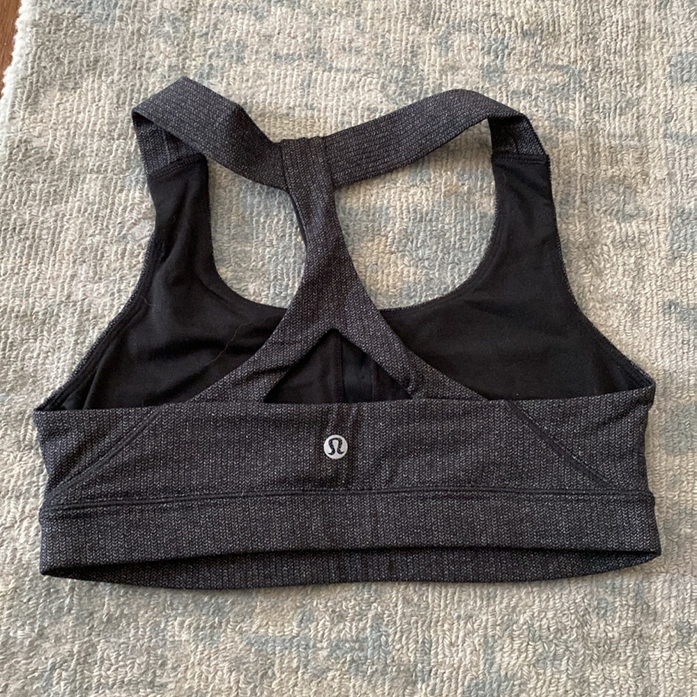 lululemon athletica Black Heathered Racerback Sports Bra